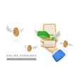 3d phone with flying green dollar stack and gold vector image
