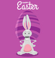 cartoon easter bunny with painted egg greeting vector image