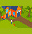 isometric lawn mower vector image vector image