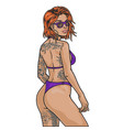 california beach girl colorful sketch vector image vector image