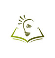 education logo design a book and idea bulb vector image