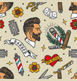 barbershop tattoos colorful seamless pattern vector image vector image
