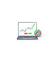 black laptop with candlestick chart on screen vector image vector image