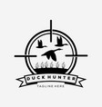 flying duck symbol hunter logo design vector image