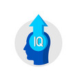 iq grow up concept logo human head with arrow up vector image vector image