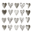 set of hand drawn heart vector image