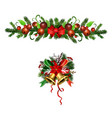 christmas holly brunches decoration vector image vector image