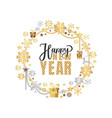 happy new year lettering text with calligraphic vector image