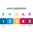 lead conversion icons infographic design template vector image