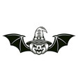halloween pumpkin in witch hat with wings vector image