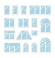 set windows with transparent blue glass vector image vector image