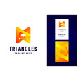 triangles logo and business card template vector image