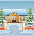 cartoon of winter day landscape with house and sno vector image