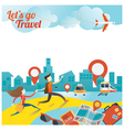 couple run to city travel vector image