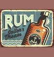 rum vintage tin sign vector image vector image