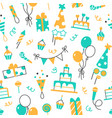 birthday seamless flat line pattern design vector image