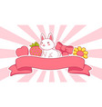 background with cute kawaii little bunnies funny vector image