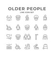 set line icons older people vector image