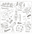 space hand drawn doodles stars planet and vector image