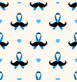 seamless geometric pattern with mustache blue vector image vector image