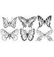 set of contour drawings various butterflies vector image
