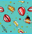 seamless pattern cartoon comic super speech bubble vector image