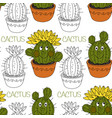 seamless pattern with cactus and succulents vector image vector image
