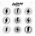 set vintage lightning bolts and sunrays vector image