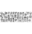 female hairstyle hand drawn doodle set vector image vector image