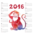 calendar 2016chinese zodiac monkeywatercolor vector image