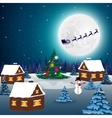 night christmas forest landscape santa claus vector image vector image