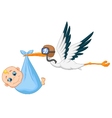 cartoon stork carrying baby vector image