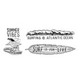 surf badge vintage surfer logo retro wave vector image vector image