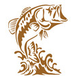 bass fish jumping printable stencil art vector image