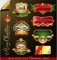 christmas vintage labels vector image vector image
