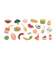 colored food icons healthy and fast vector image