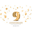 anniversary 9 gold 3d numbers poster template vector image vector image