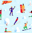 winter sport pattern snowboarding skiing garish vector image vector image
