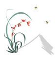 wild orchid sumi-e chinese painting gohua vector image