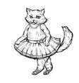 cat ballerina in ballet dress and pointe vintage vector image