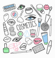 cosmetics make-up hand drawn elements set vector image