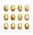 happy easter realistic golden shine decorated eggs vector image vector image