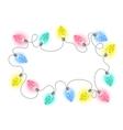 christmas lights bulbs garland frame vector image