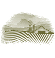 woodcut countryside vector image vector image