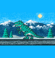 fire dinosaur and mountain landscape game concept vector image vector image