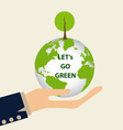 green eco earth hand holding with tree vector image