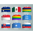 realistic set flags paper countries vector image