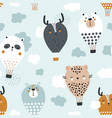 seamless pattern with funny animals hot air vector image vector image