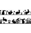 rabbit silhouettes in grass bunny on meadow vector image vector image