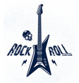 Heavy metal emblem with electric guitar logo Vector Image